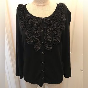 WHBM black cardigan with polkadot detail